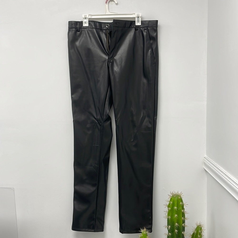 Black faux leather pants, fit like a size large